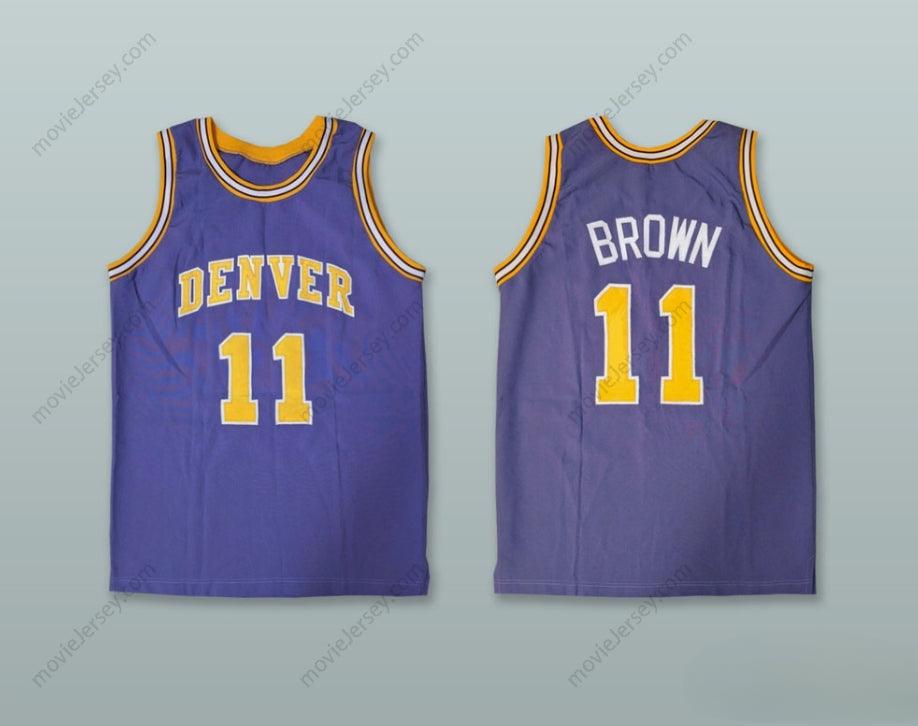 PERSONALIZA CUALQUIER Nombre Número LARRY BROWN 11 CAMISETA DE BALONCESTO MORADA Cosida Tallas S-6XL