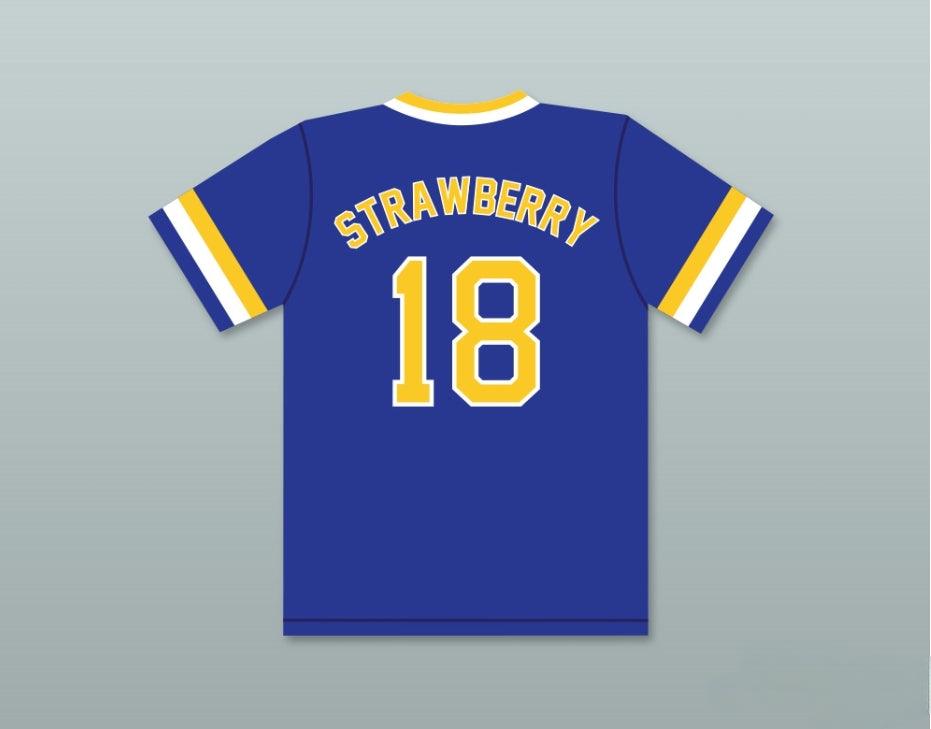 Camiseta de béisbol azul de los Cougars de la escuela secundaria Crenshaw con el nombre y número personalizados de DARRYL STRAWBERRY 18, costura superior, tallas S-6XL