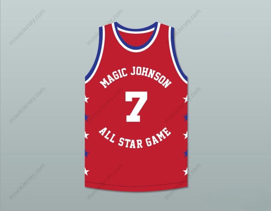 CUSTOM ANY Name Number KEVIN JOHNSON 7 MAGIC JOHNSON ALL STAR GAME RED BASKETBALL JERSEY 1990 MIDSUMMER NIGHT'S MAGIC CHARITY EVENT Top Stitched S-6XL