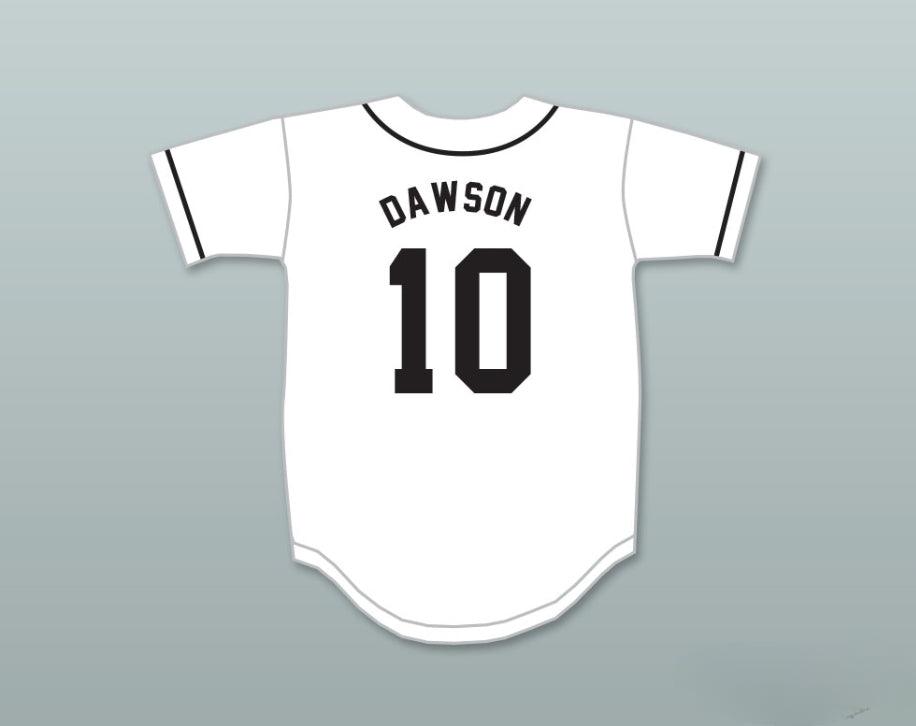 Camiseta de béisbol blanca de Ligas Pequeñas con nombre y número de Andre Dawson 10 SUNSET DRUGS, doble costura, tallas S-6XL