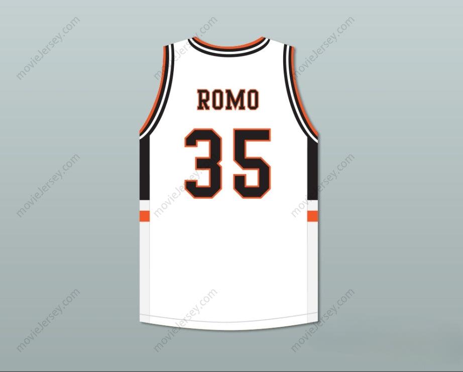 PERSONALIZA CUALQUIER Nombre Número TONY ROMO 35 CAMISETA DE BALONCESTO BLANCA DE INSTITUTO CON PARCHE Doble costura S-6XL