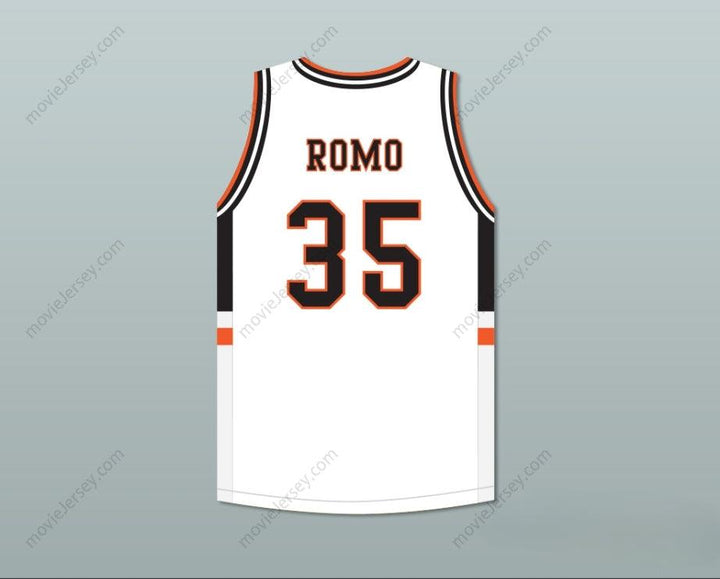 PERSONALIZA CUALQUIER Nombre Número TONY ROMO 35 CAMISETA DE BALONCESTO BLANCA DE INSTITUTO CON PARCHE Doble costura S-6XL