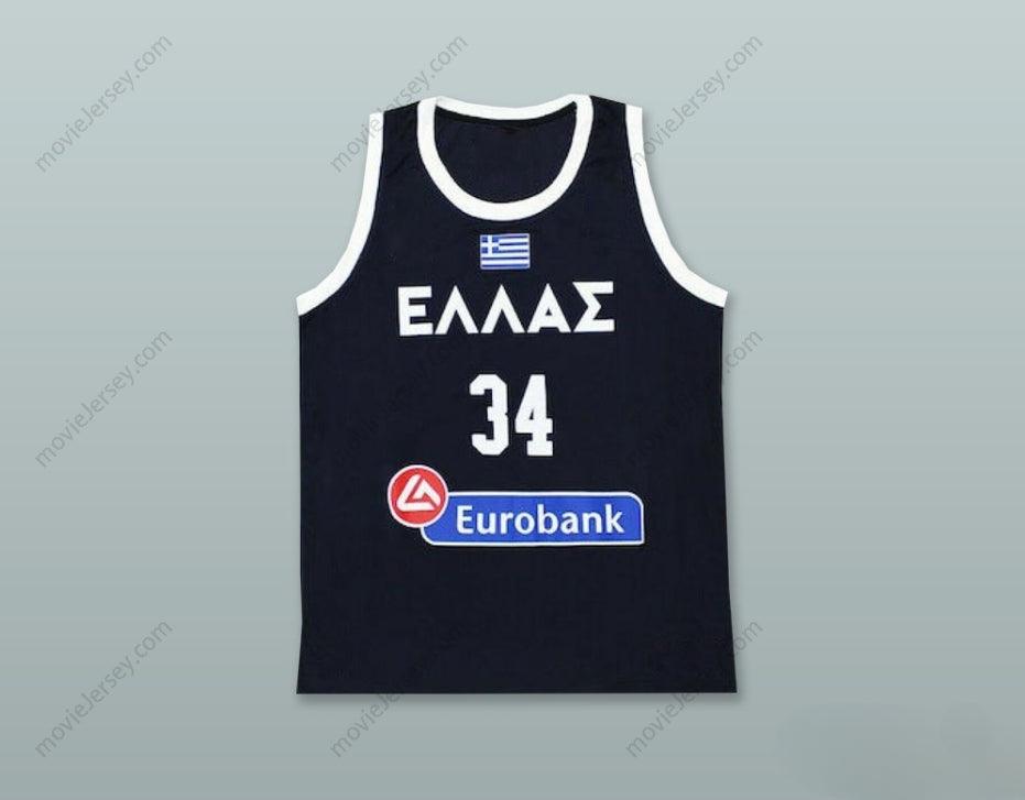 PERSONALIZA CUALQUIER Nombre Número GIANNIS ANTETOKOUNMPO 34 GRECIA SELECCIÓN NACIONAL AZUL MARINO CAMISETA DE BALONCESTO Cosida S-6XL