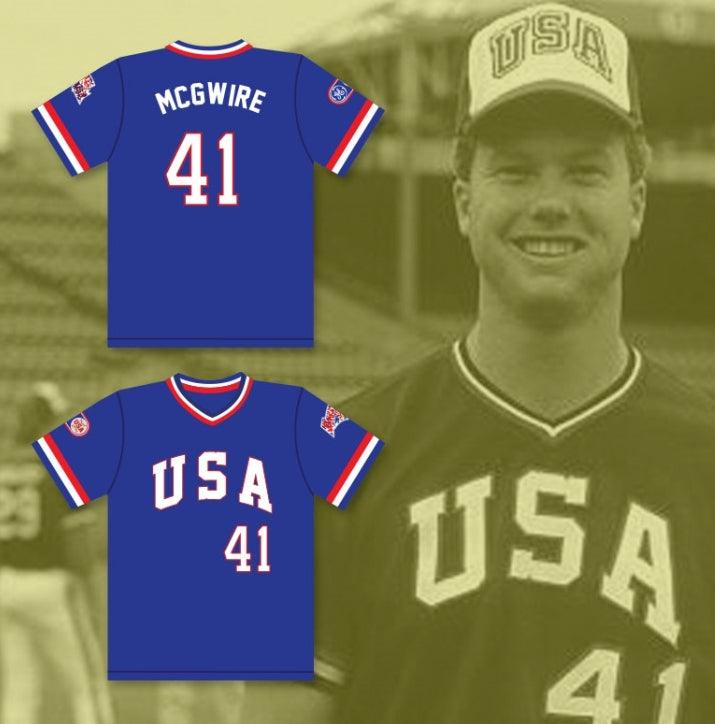 Personaliza Cualquier Nombre Número MARK MCGWIRE 41 1984 USA TEAM BLUE CAMISETA DE BÉISBOL Costuras Reforzadas S-6XL