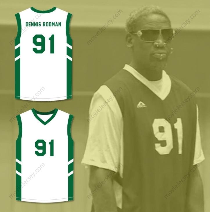 PERSONALIZA Cualquier Nombre Número DENNIS RODMAN 91 CAMISETA BALONCESTO BLANCA EL BIG BANG DE DENNIS RODMAN EN PYONGYANG Costuras Superiores S-6XL