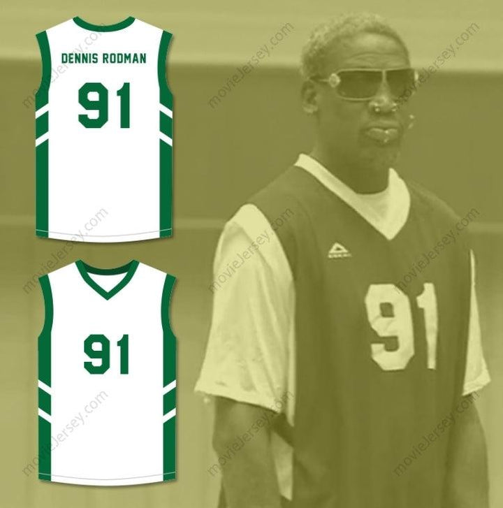 PERSONALIZA Cualquier Nombre Número DENNIS RODMAN 91 CAMISETA BALONCESTO BLANCA EL BIG BANG DE DENNIS RODMAN EN PYONGYANG Costuras Superiores S-6XL