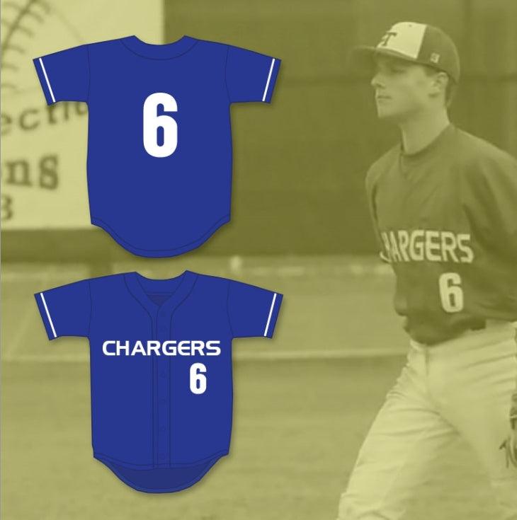 Personalizado Cualquier Nombre Número MATT CHAPMAN 6 EL TORO HIGH SCHOOL CHARGERS AZUL CAMISETA DE BÉISBOL 1 Costura superior S-6XL