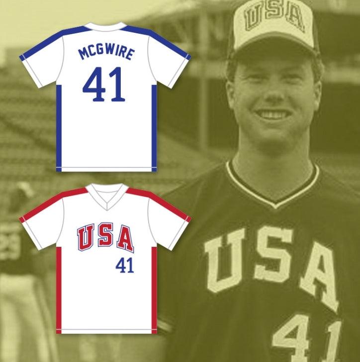 Personalizado Cualquier Nombre Número MARK MCGWIRE 41 1984 USA TEAM BLANCO CAMISETA DE BÉISBOL Cosida S-6XL