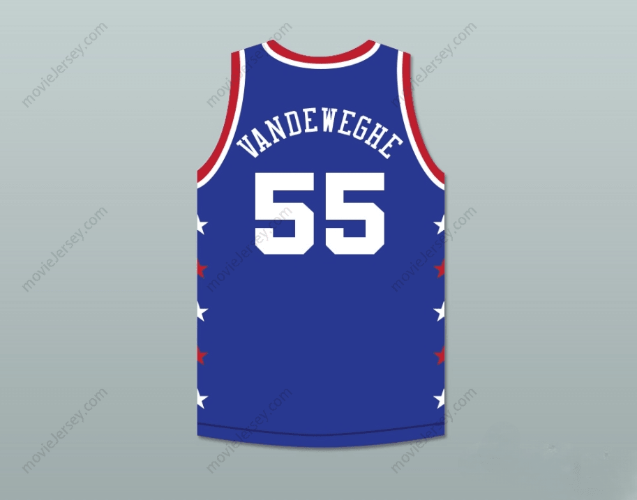 PERSONALIZA Cualquier Nombre Número KIKI VANDEWEGHE 55 MAGIC JOHNSON ALL STAR GAME CAMISETA DE BALONCESTO AZUL 1988 EVENTO BENÉFICO MIDSUMMER NIGHT'S MAGIC Cosido Superior S-6XL