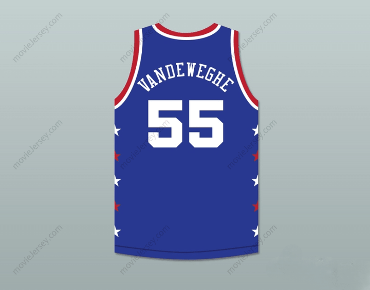 PERSONALIZA Cualquier Nombre Número KIKI VANDEWEGHE 55 MAGIC JOHNSON ALL STAR GAME CAMISETA DE BALONCESTO AZUL 1988 EVENTO BENÉFICO MIDSUMMER NIGHT'S MAGIC Cosido Superior S-6XL