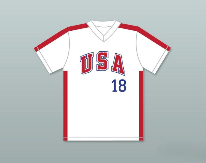 Personalizado Cualquier Nombre Número JOHN HOOVER 18 1984 USA EQUIPO BLANCO CAMISETA DE BÉISBOL Parte Superior Cosida S-6XL