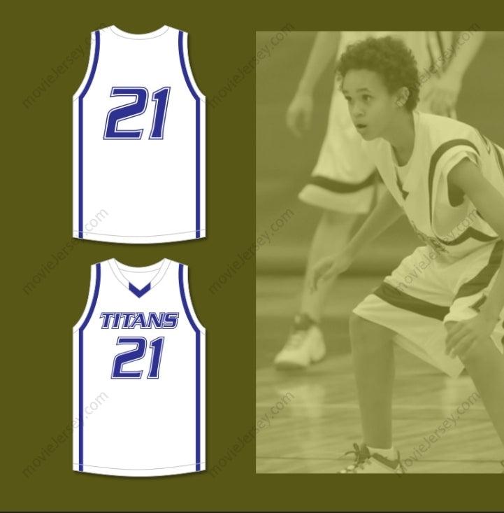 CAMISETA DE BALONCESTO PERSONALIZADA con Cualquier Nombre y Número DERRICK WHITE 21 LEGEND HIGH SCHOOL TITANS BLANCA 1 Costura Superior Tallas S-6XL