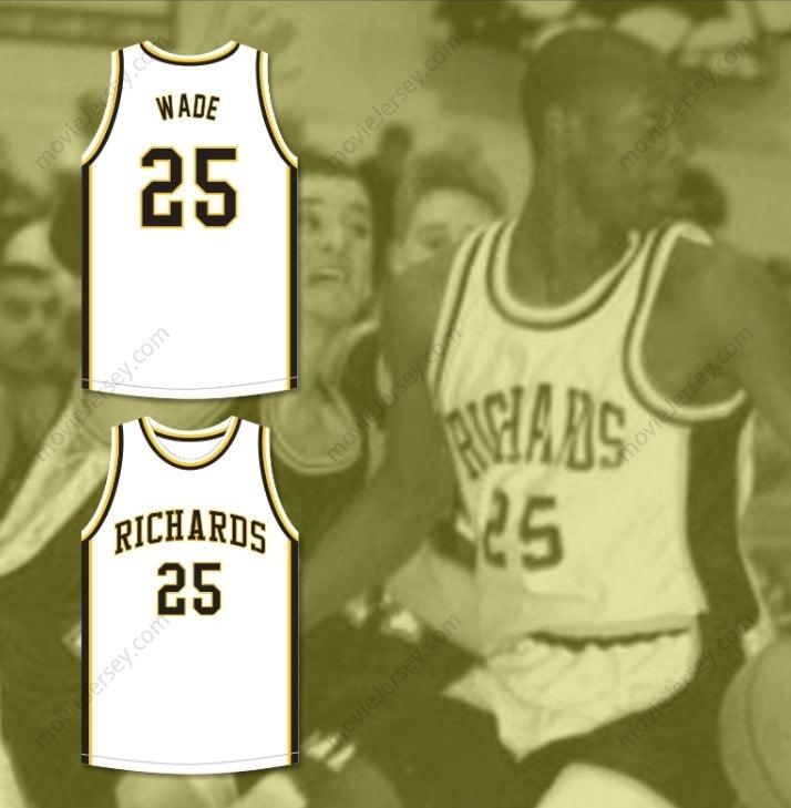 PERSONALIZADA cualquier nombre número DWYANE WADE 25 HAROLD L. RICHARDS HIGH SCHOOL BULLDOGS BLANCA CAMISETA DE BALONCESTO 4 costuras superiores S-6XL