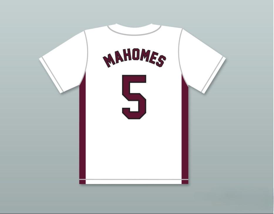 Personaliza Cualquier Nombre y Número PATRICK MAHOMES 5 CAMISETA DE BÉISBOL BLANCA DE LOS WILDCATS DE LA ESCUELA SECUNDARIA WHITEHOUSE 2 Costuras Reforzadas S-6XL