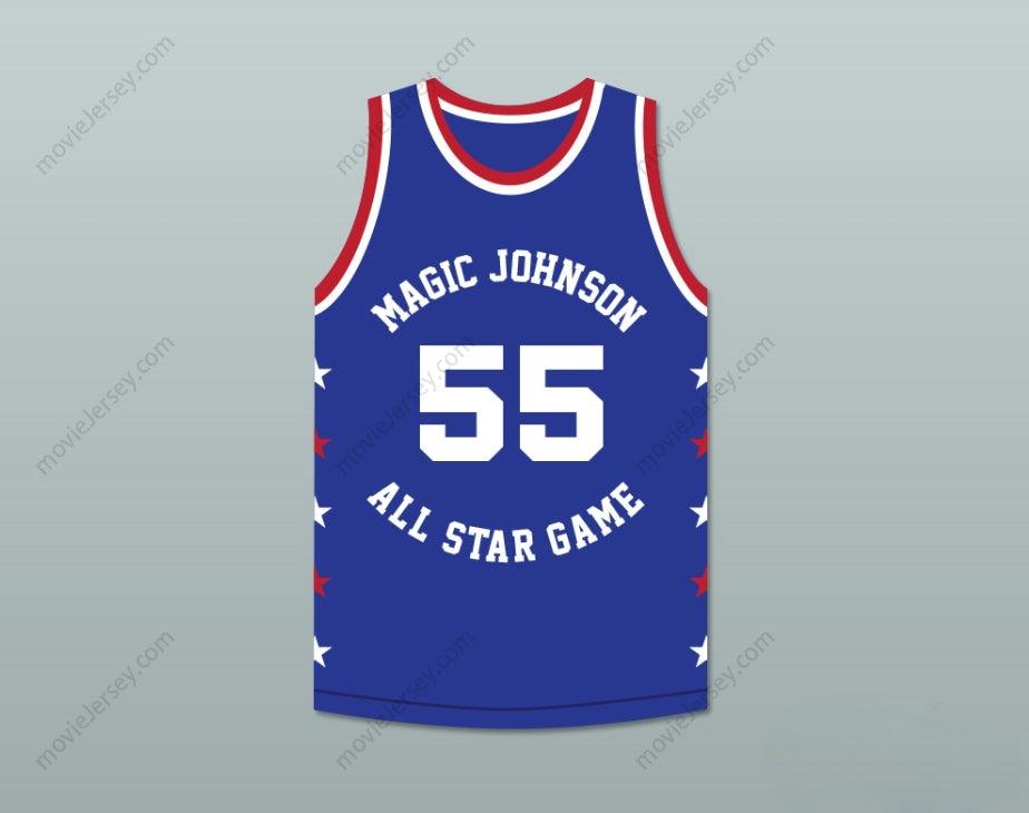 PERSONALIZA Cualquier Nombre Número KIKI VANDEWEGHE 55 MAGIC JOHNSON ALL STAR GAME CAMISETA DE BALONCESTO AZUL 1988 EVENTO BENÉFICO MIDSUMMER NIGHT'S MAGIC Cosido Superior S-6XL