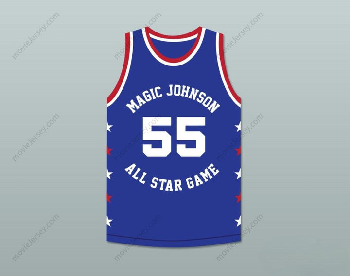 PERSONALIZA Cualquier Nombre Número KIKI VANDEWEGHE 55 MAGIC JOHNSON ALL STAR GAME CAMISETA DE BALONCESTO AZUL 1988 EVENTO BENÉFICO MIDSUMMER NIGHT'S MAGIC Cosido Superior S-6XL