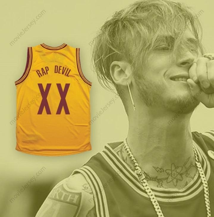 PERSONALIZA Cualquier Nombre Número MGK XX RAP DEVIL AMARILLO CAMISETA DE BALONCESTO Cosida S-6XL