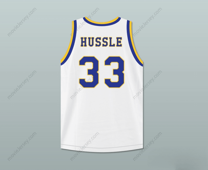 PERSONALIZA CUALQUIER Nombre Número NIPSEY HUSSLE 33 CRENSHAW HIGH SCHOOL CAMISETA DE BALONCESTO BLANCA Coseada S-6XL