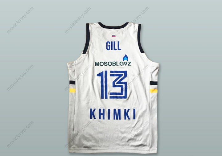 Custom Any Name Number Anthony Gill 13 BC Khimki Moscow Russia White Basketball Jersey Top Stitched S-6XL