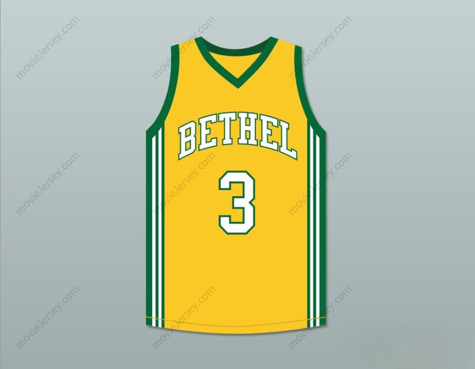 CUSTOM ANY Name Number ALLEN IVERSON 3 BETHEL HIGH SCHOOL BRUINS YELLOW BASKETBALL JERSEY Top Stitched S-6XL