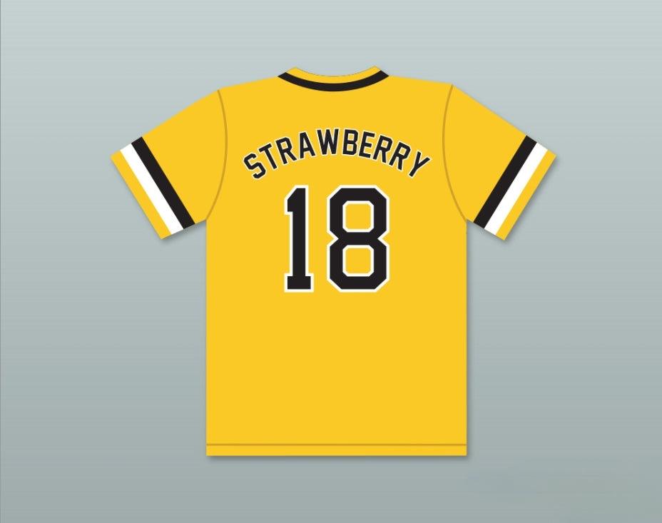 Camiseta de béisbol amarilla con número y nombre personalizados DARRYL STRAWBERRY 18 CRENSHAW HIGH SCHOOL COUGARS con costuras superiores S-6XL