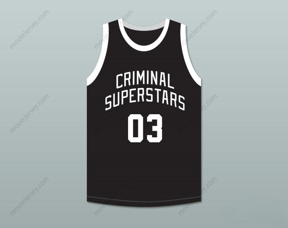 PERSONALIZA Cualquier Nombre Número BONNIE & CLYDE CRIMINAL SUPERSTARS BONNIE 03 CAMISETA DE BALONCESTO Negra Cosida Tallas S-6XL