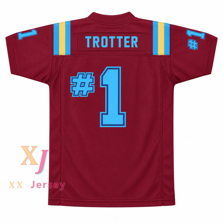 Camiseta de fútbol de la UNIVERSIDAD ESTATAL DE HEARTLAND con el número y nombre que quieras TROTTER #1 con costuras superiores S-6XL