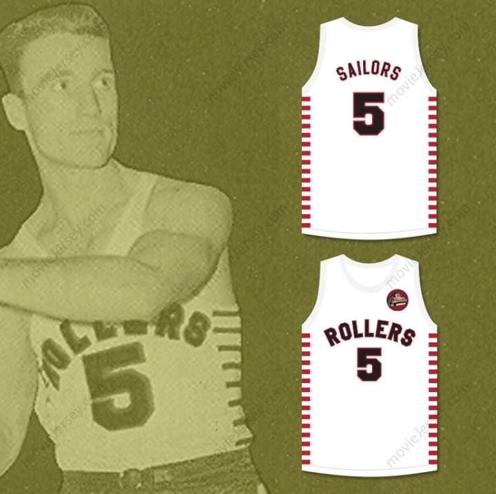 PERSONALIZADO Cualquier Nombre Número KENNY SAILORS 5 PROVIDENCE STEAMROLLERS JERSEY DE BALONCESTO BLANCO CON PARCHE 1 Cosido Superior S-6XL