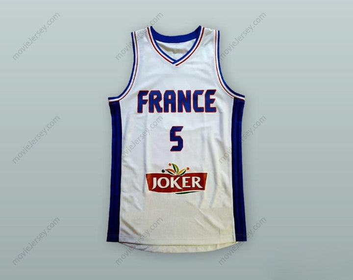 PERSONALIZA CUALQUIER Nombre Número NICOLAS BATUM 5 SELECCIÓN FRANCESA BALONCESTO CAMISETA Blanca Cosida Tallas S-6XL