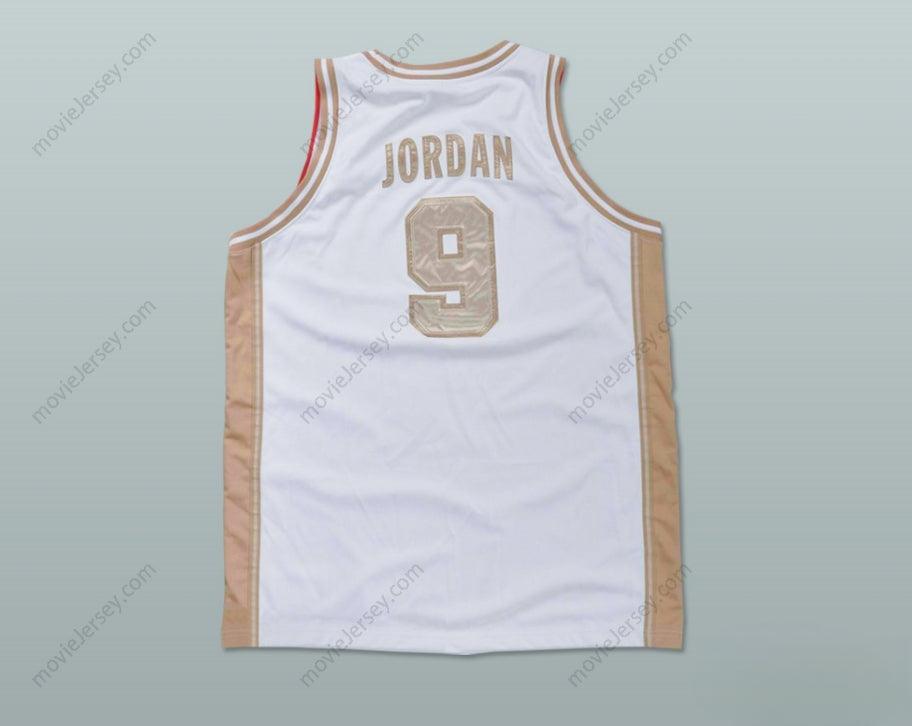 PERSONALIZA Cualquier Nombre Número MICHAEL Camiseta Baloncesto EEUU BLANCO Y ORO Cosido S-6XL