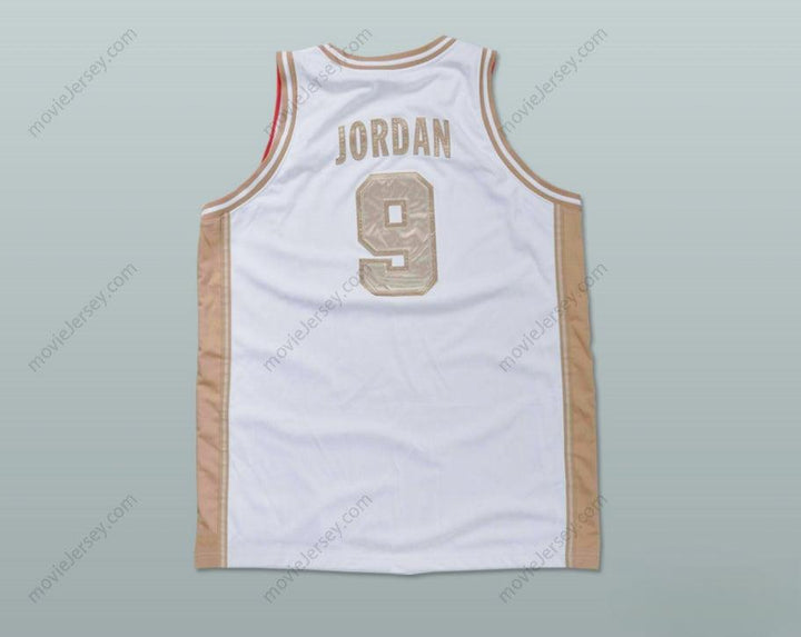 PERSONALIZA Cualquier Nombre Número MICHAEL Camiseta Baloncesto EEUU BLANCO Y ORO Cosido S-6XL