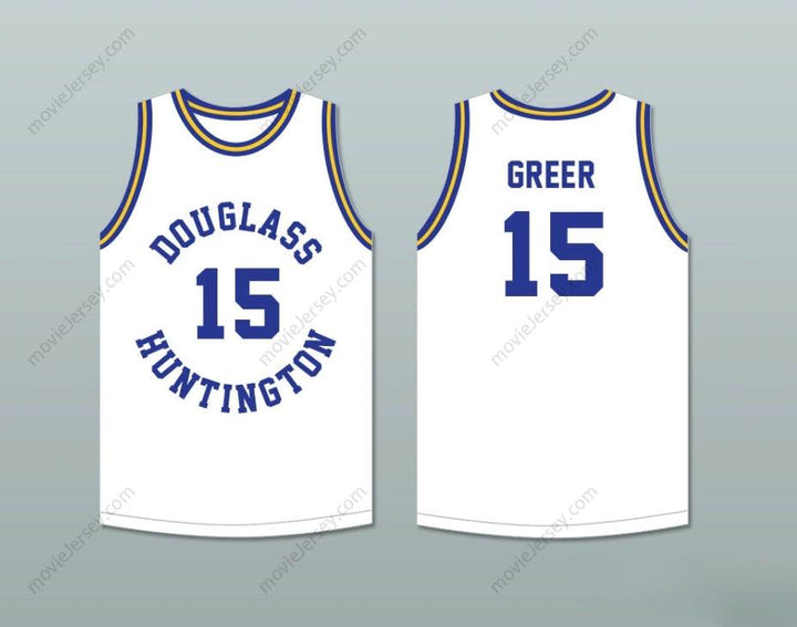 CAMISETA DE BALONCESTO BLANCA PERSONALIZABLE CON CUALQUIER Nombre Número HAL GREER 15 DE FREDERICK DOUGLASS JUNIOR AND SENIOR HIGH SCHOOL TIGERS 1 Bordado superior S-6XL
