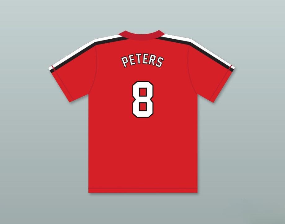 Camiseta de béisbol ROJA con cualquier nombre y número de FRANK PETERS 8, "THE BATTERED BASTARDS OF BASEBALL", con costuras decorativas, tallas S-6XL