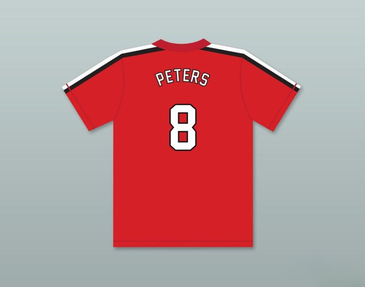Camiseta de béisbol ROJA con cualquier nombre y número de FRANK PETERS 8, "THE BATTERED BASTARDS OF BASEBALL", con costuras decorativas, tallas S-6XL