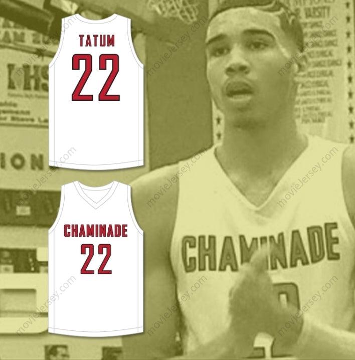 PERSONALIZA CUALQUIER Nombre Número JAYSON TATUM 22 CHAMINADE COLLEGE PREPARATORY SCHOOL RED DEVILS CAMISETA DE BALONCESTO BLANCA 2 Top Cosido S-6XL
