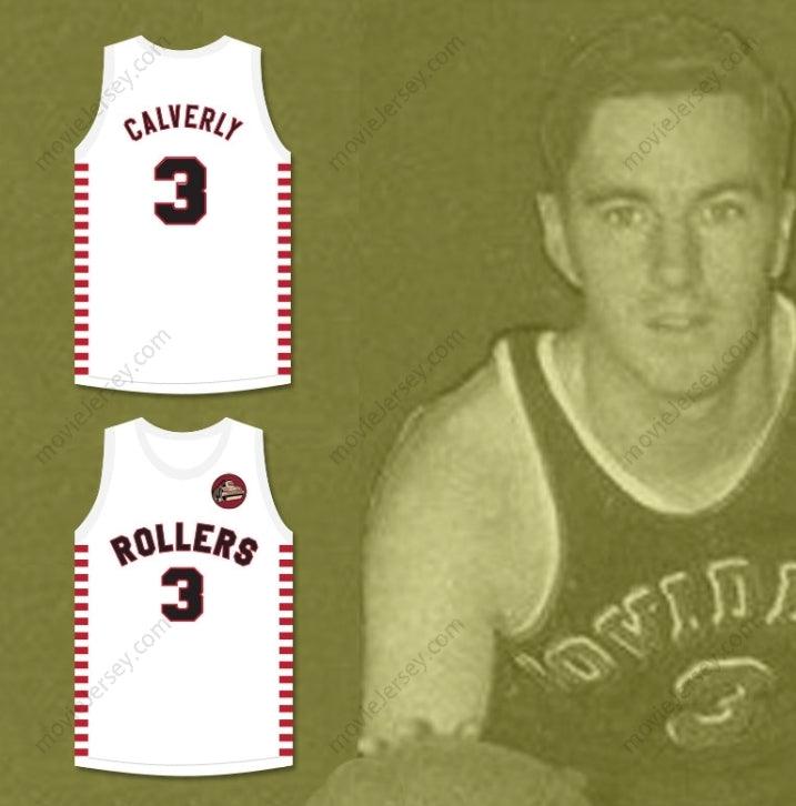 CAMISETA DE BALONCESTO BLANCA PERSONALIZADA DE ERNIE CALVERLEY #3 DE LOS PROVIDENCE STEAMROLLERS CON PARCHE 1 Superior Cosida S-6XL