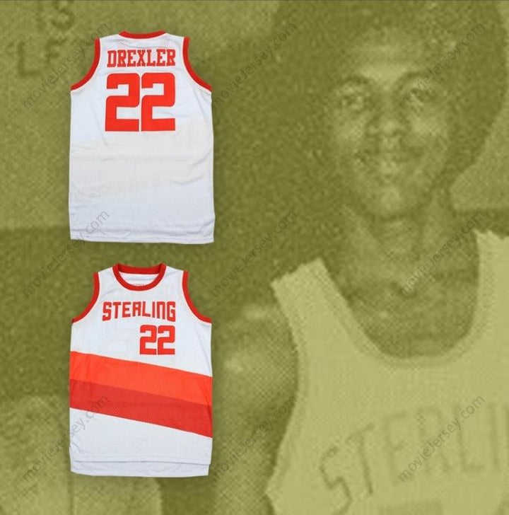 PERSONALIZABLE Cualquier Nombre Número CLYDE DREXLER 22 CAMISETA DE BALONCESTO ALTERNATIVA BLANCA DE LOS HIGH SCHOOL RAIDERS Costuras Reforzadas S-6XL