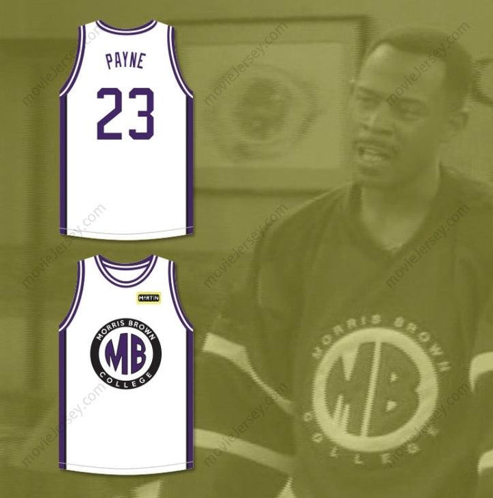 JERSEY DE BALONCESTO BLANCO PERSONALIZADO CON CUALQUIER NOMBRE Y NÚMERO MARTIN PAYNE 23 MORRIS BROWN COLLEGE CON PARCHE MARTIN Cosido de la S a la 6XL