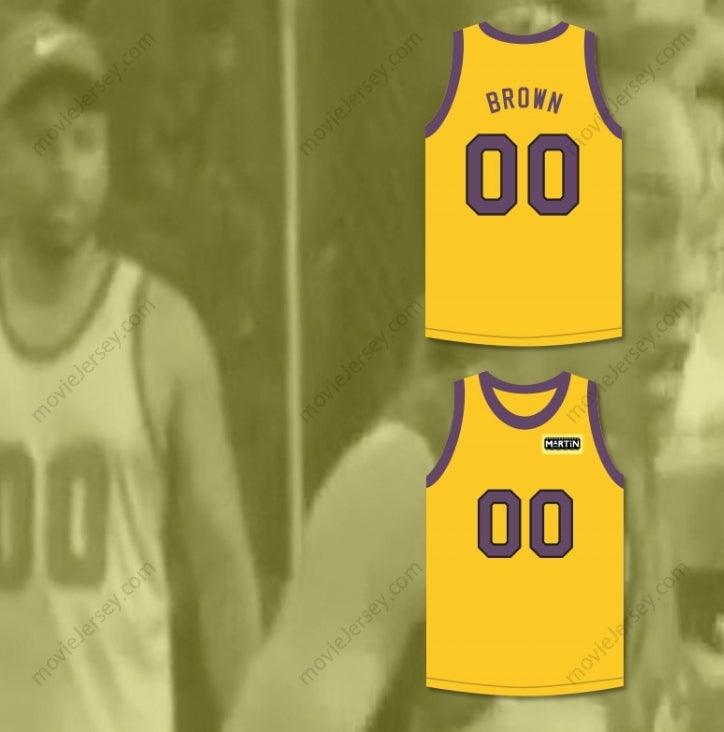 CAMISETA DE BALONCESTO AMARILLA PERSONALIZADA CON CUALQUIER NOMBRE Y NÚMERO COLE BROWN 00 CON PARCHE DE MARTIN, Tallas S-6XL, Costuras Superiores