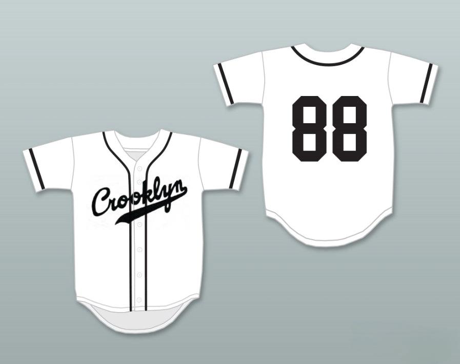Camiseta de béisbol CROOKLYN NEGRA SOBRE BLANCO personalizada con CUALQUIER NOMBRE O NÚMERO, con costura superior, tallas S-6XL