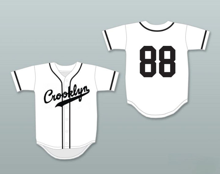 Camiseta de béisbol CROOKLYN NEGRA SOBRE BLANCO personalizada con CUALQUIER NOMBRE O NÚMERO, con costura superior, tallas S-6XL