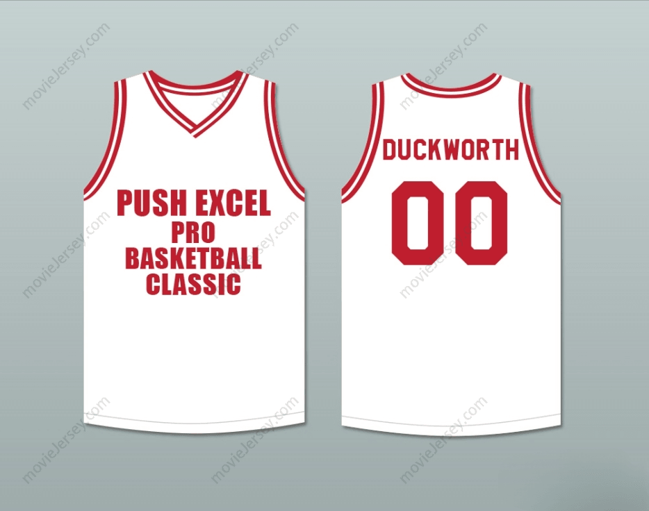 PERSONALIZADA CUALQUIER Nombre Número KEVIN DUCKWORTH 00 CAMISETA DE BALONCESTO CLÁSICA BLANCA PUSH EXCEL PRO 1988 EVENTO BENÉFICO Costura Superior S-6XL