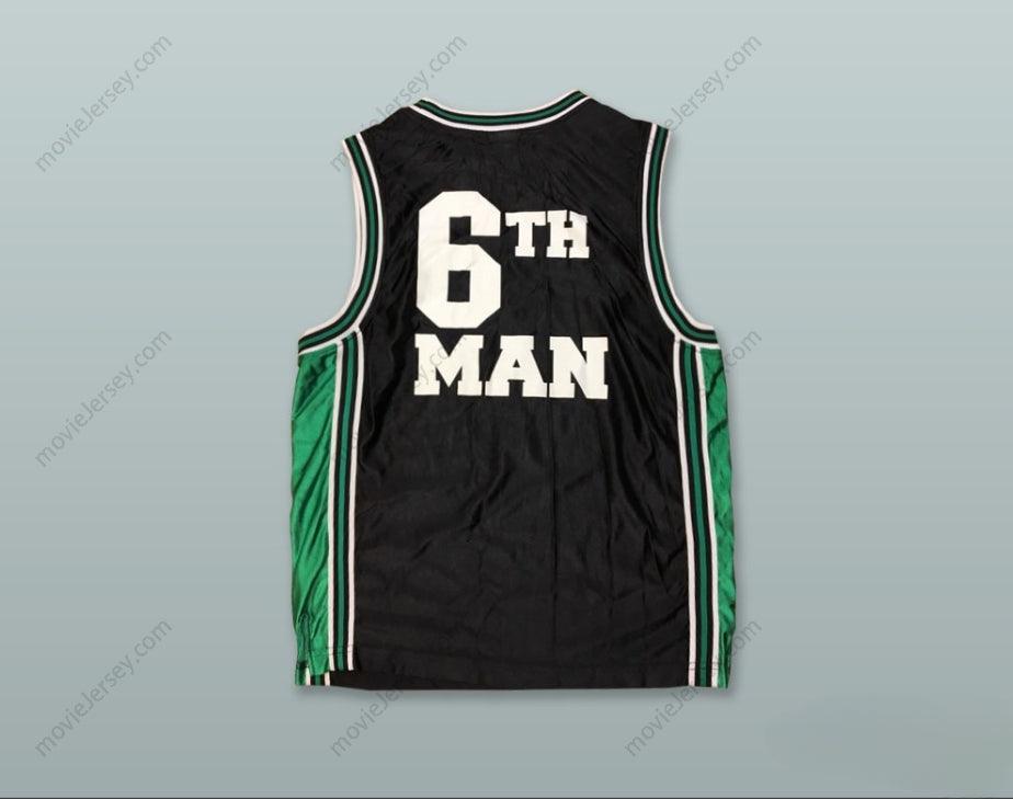 CAMISETA DE BALONCESTO NEGRA "6TH MAN" CON NOMBRE Y NÚMERO PERSONALIZABLES, Cosecha, Tallas S-6XL
