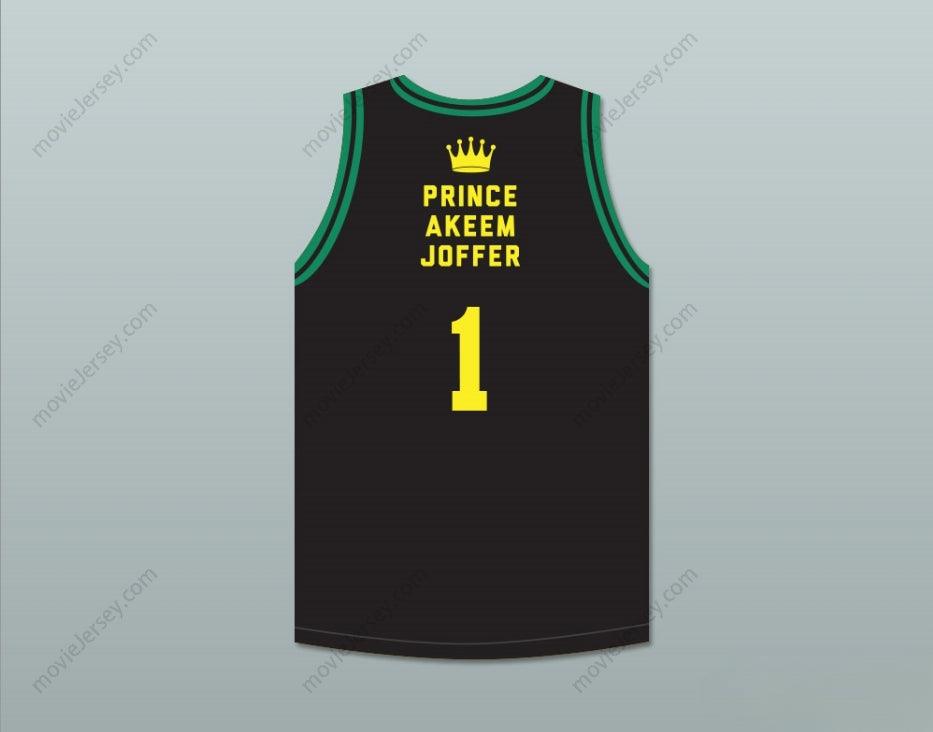 PERSONALIZA Cualquier Nombre Número PRÍNCIPE AKEEM JOFFER 1 CAMISETA DE BALONCESTO NEGRA DE PAÍS AFRICANO DE FICCIÓN CON PARCHE DE BANDERA Costuras Reforzadas S-6XL