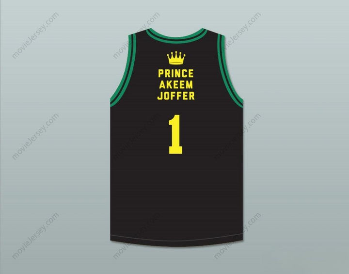 PERSONALIZA Cualquier Nombre Número PRÍNCIPE AKEEM JOFFER 1 CAMISETA DE BALONCESTO NEGRA DE PAÍS AFRICANO DE FICCIÓN CON PARCHE DE BANDERA Costuras Reforzadas S-6XL