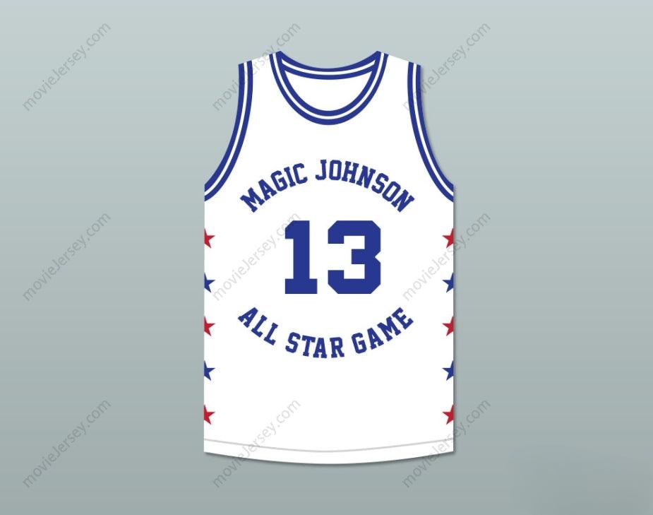 CUSTOM ANY Name Number MARK JACKSON 13 MAGIC JOHNSON ALL STAR GAME WHITE BASKETBALL JERSEY 1990 MIDSUMMER NIGHT'S MAGIC CHARITY EVENT Top Stitched S-6XL
