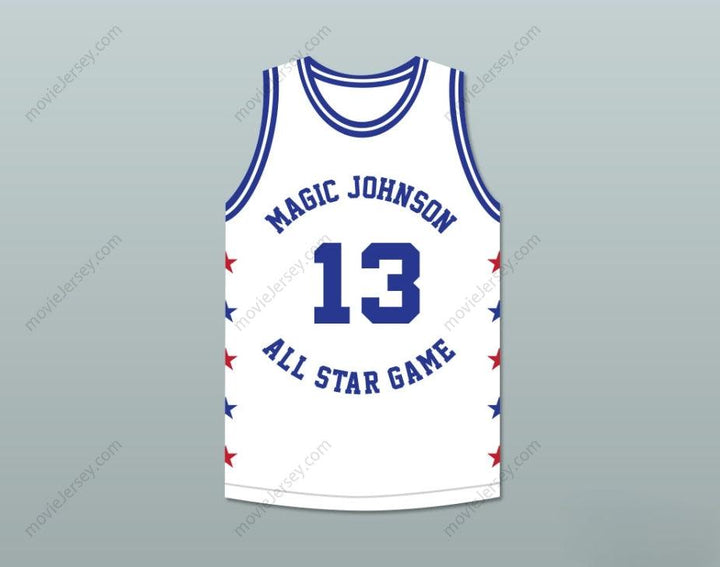 CUSTOM ANY Name Number MARK JACKSON 13 MAGIC JOHNSON ALL STAR GAME WHITE BASKETBALL JERSEY 1990 MIDSUMMER NIGHT'S MAGIC CHARITY EVENT Top Stitched S-6XL