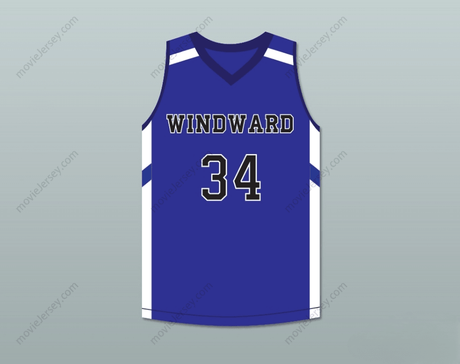 CUSTOM ANY Name Number SHAREEF O'NEAL 34 WINDWARD SCHOOL WILDCATS BLUE BASKETBALL JERSEY 2 Top Stitched S-6XL