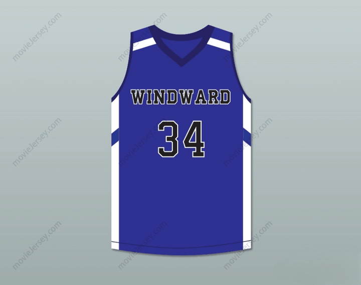 CUSTOM ANY Name Number SHAREEF O'NEAL 34 WINDWARD SCHOOL WILDCATS BLUE BASKETBALL JERSEY 2 Top Stitched S-6XL