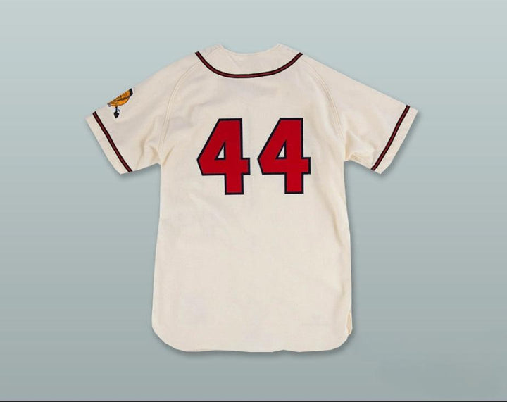 Personalizado Cualquier Nombre Número HANK AARON 44 BRAVES Cierre de Cremallera Jersey de Béisbol Blanco Cosido Tallas S-6XL